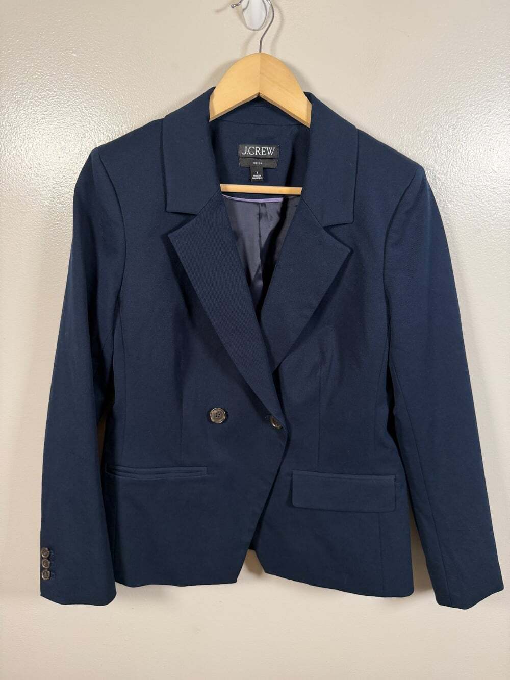 J.Crew Devon Blazer Jacket Size 6 Bi Stretch Cotton Classic Office Navy Blue